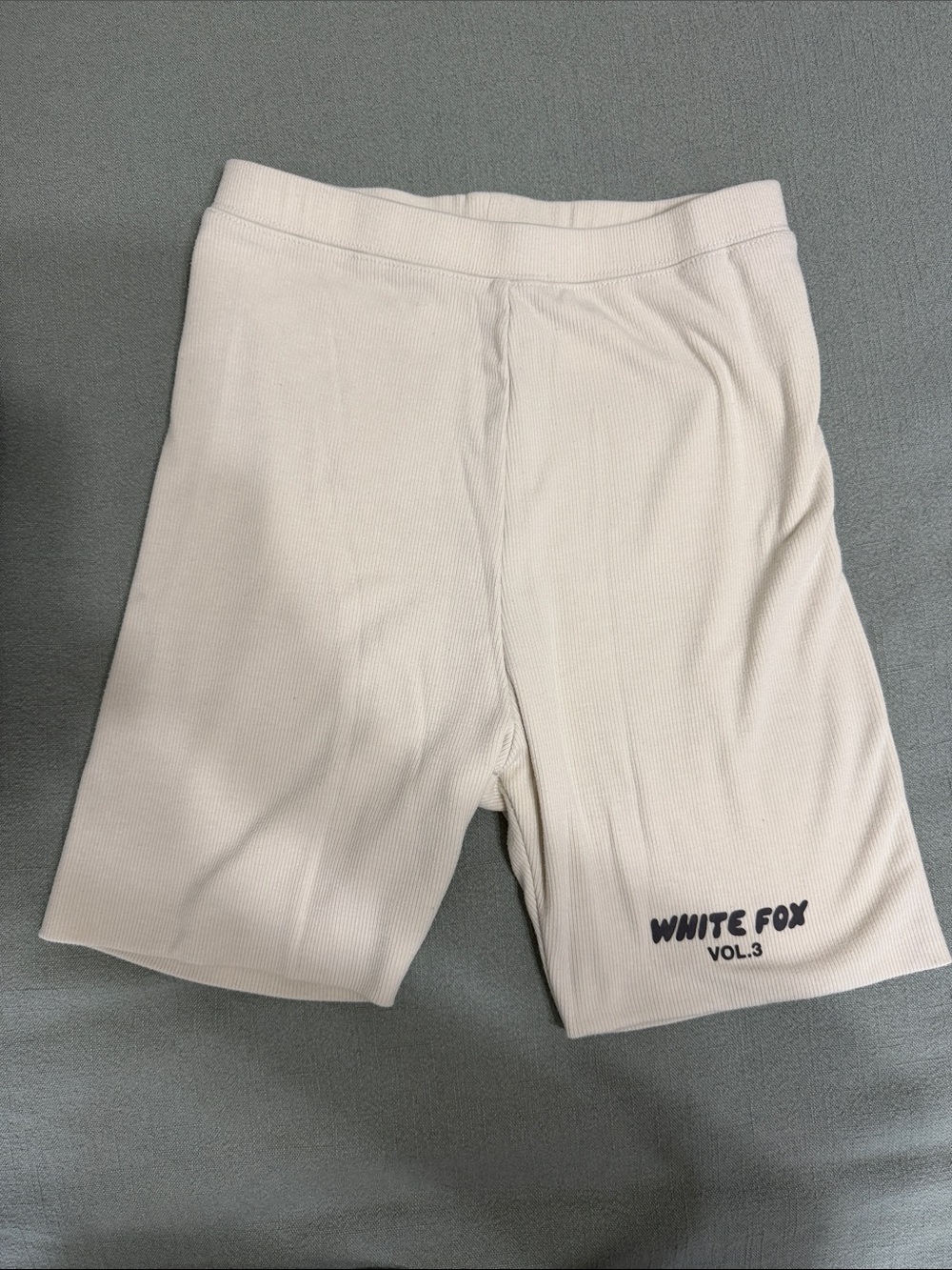 White Fox Boutique Cream Ribbed Athletic Shorts